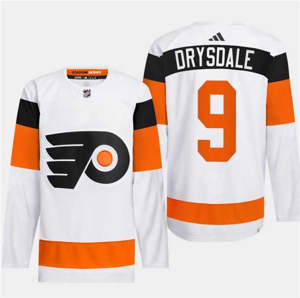 Men's Philadelphia Flyers #9 Jamie Drysdale White 2024 Stadium Series Stitched Jersey Dzhi